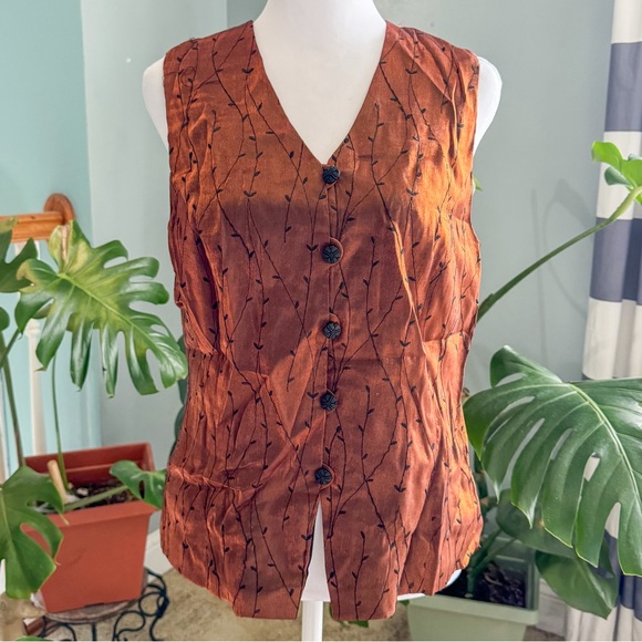 Women's Sleeveless Button-Up Top - Rust Vintage Y2K 2000’s Worthington - Picture 2 of 8